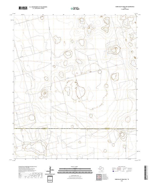 US Topo 7.5-minute map for Three Bluff Draw NW TX