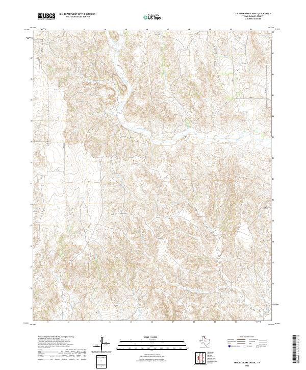 US Topo 7.5-minute map for Troublesome Creek TX