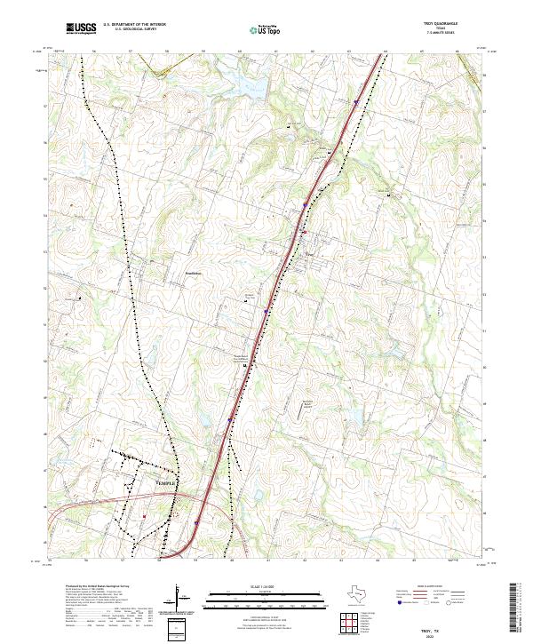 US Topo 7.5-minute map for Troy TX