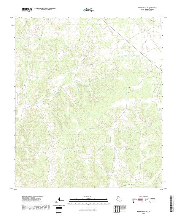 US Topo 7.5-minute map for Turney Draw NE TX