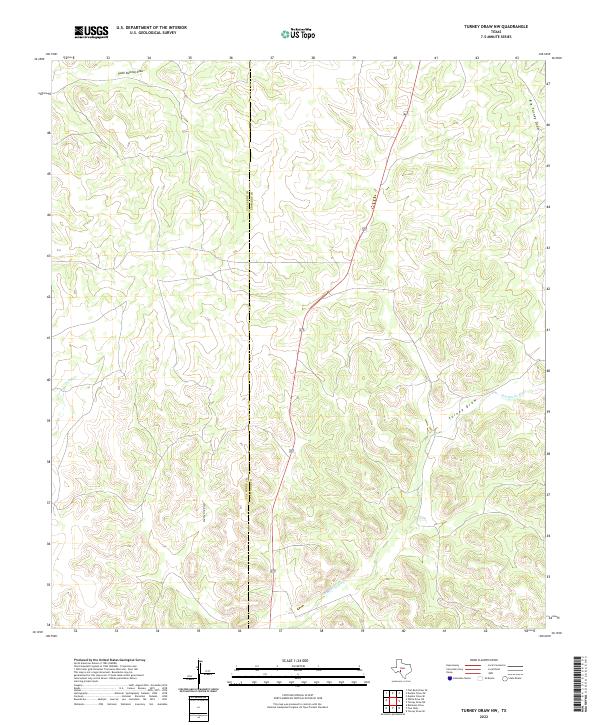 US Topo 7.5-minute map for Turney Draw NW TX