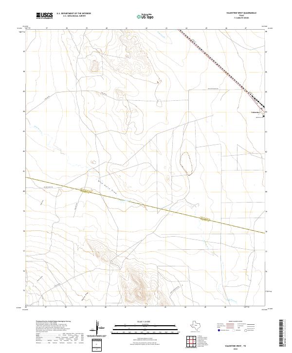 US Topo 7.5-minute map for Valentine West TX