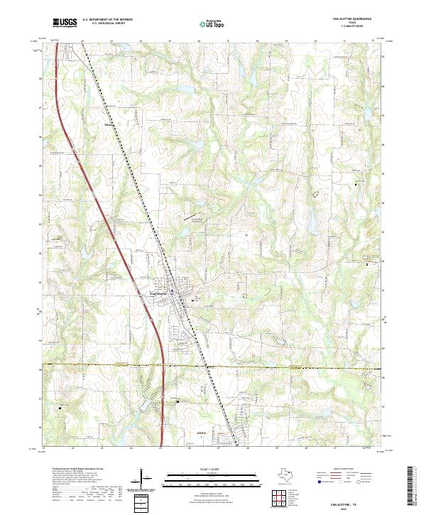 US Topo 7.5-minute map for Van Alstyne TX