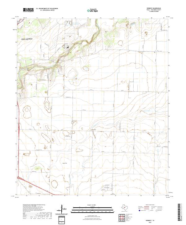 US Topo 7.5-minute map for Veribest TX