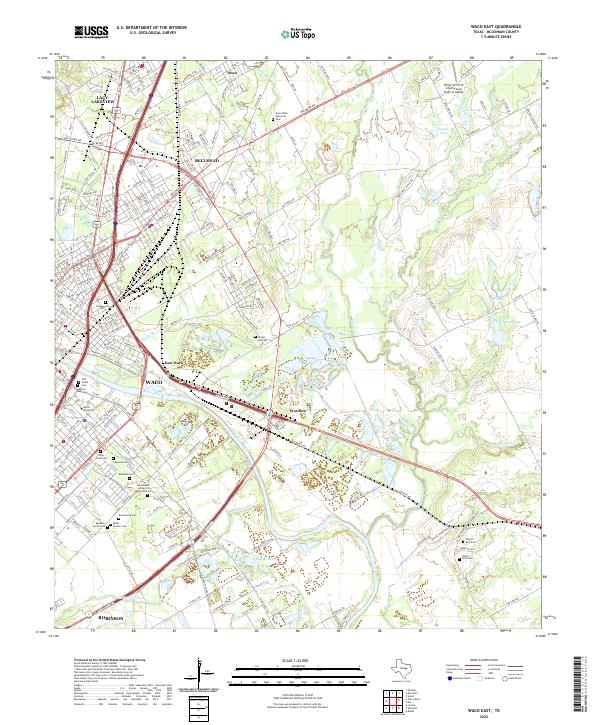 US Topo 7.5-minute map for Waco East TX