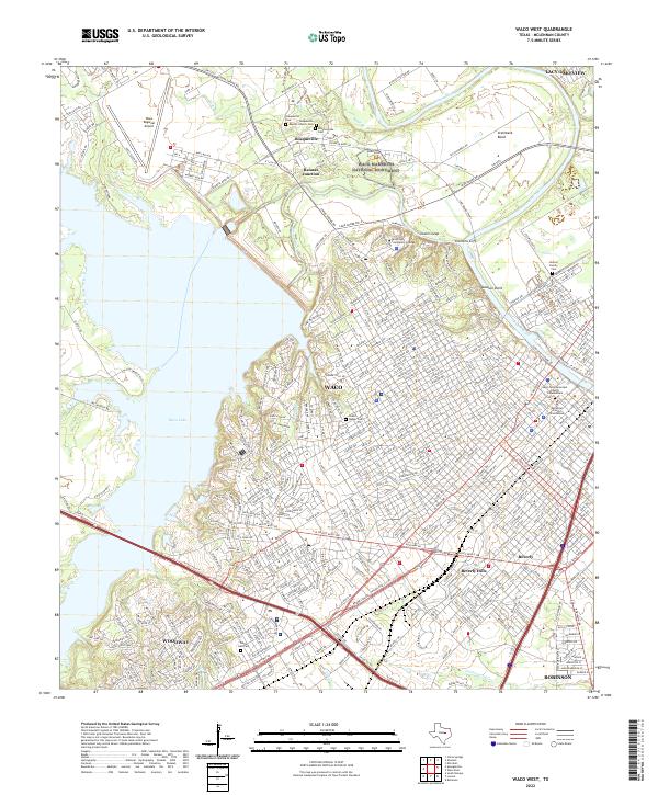 US Topo 7.5-minute map for Waco West TX