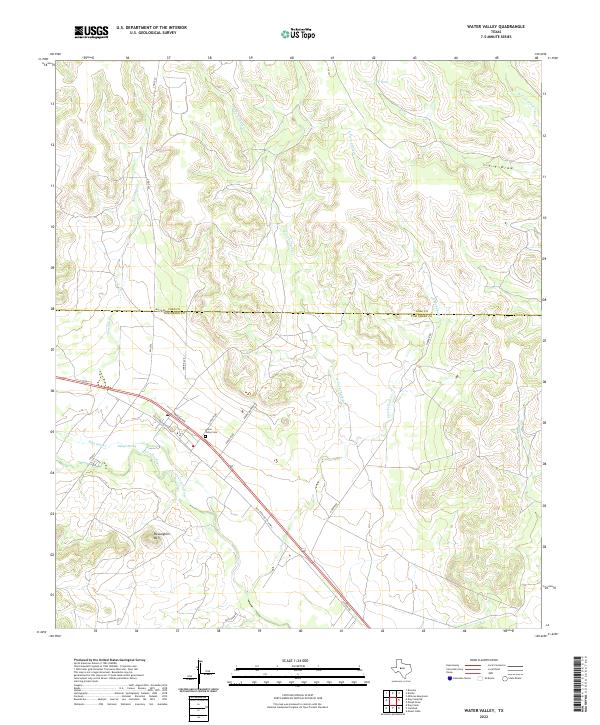 US Topo 7.5-minute map for Water Valley TX