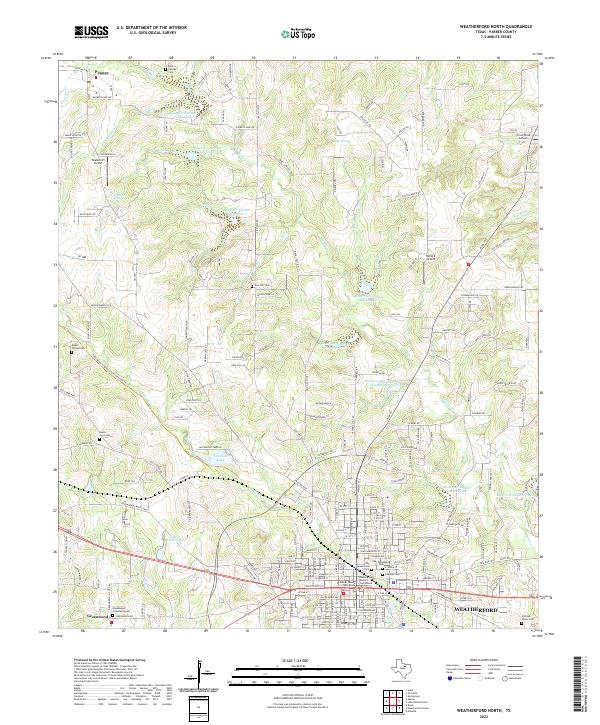 US Topo 7.5-minute map for Weatherford North TX