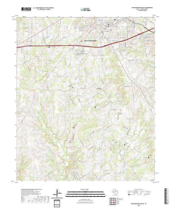 US Topo 7.5-minute map for Weatherford South TX