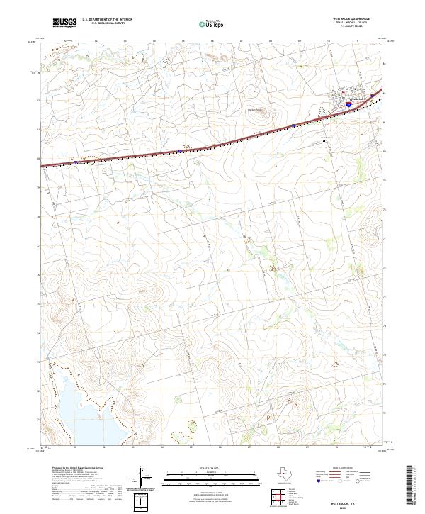 US Topo 7.5-minute map for Westbrook TX