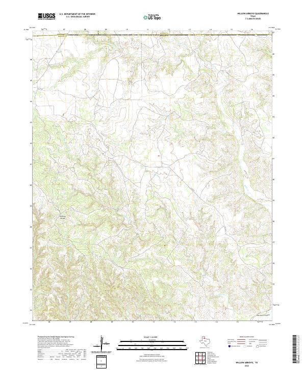 US Topo 7.5-minute map for Willow Arroyo TX