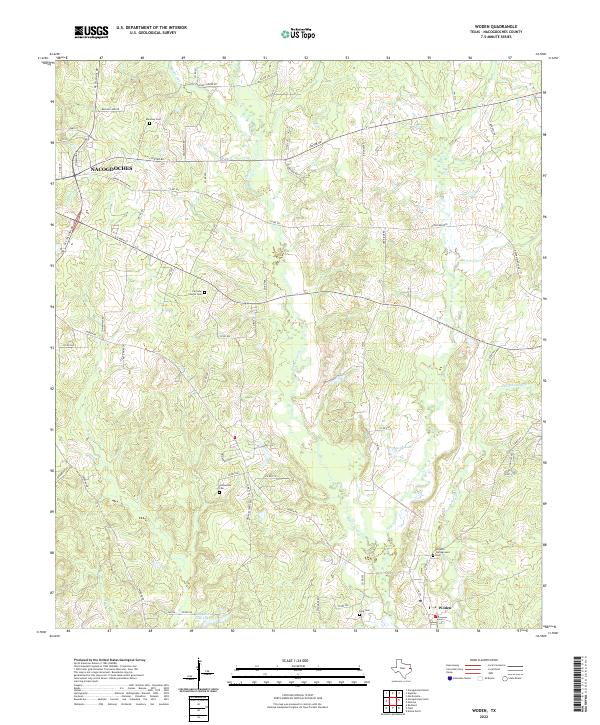 US Topo 7.5-minute map for Woden TX