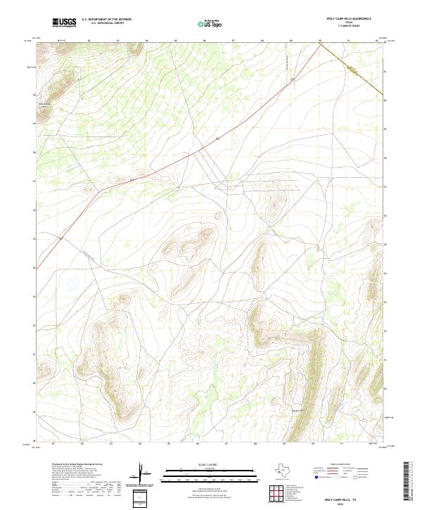 US Topo 7.5-minute map for Wolf Camp Hills TX