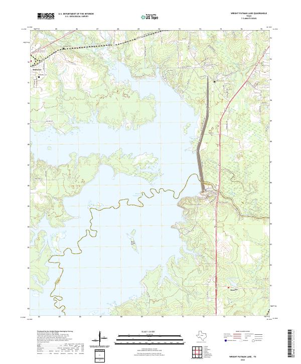 US Topo 7.5-minute map for Wright Patman Lake TX