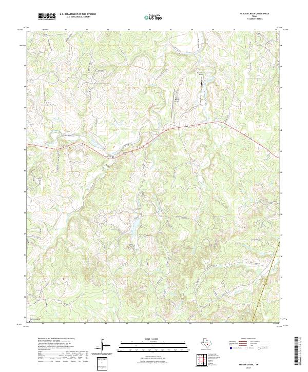 US Topo 7.5-minute map for Yeager Creek TX