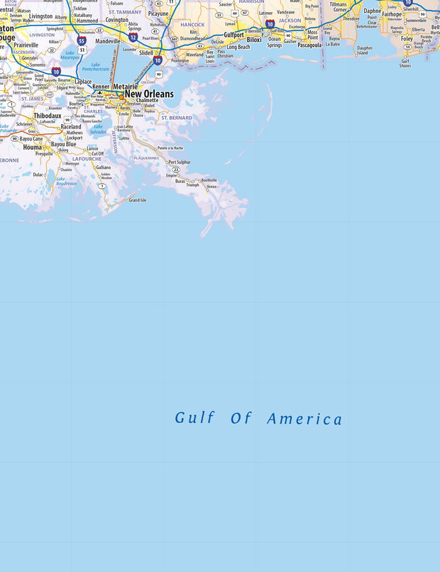 Gulf Coast States - Gulf of America - Wall Map