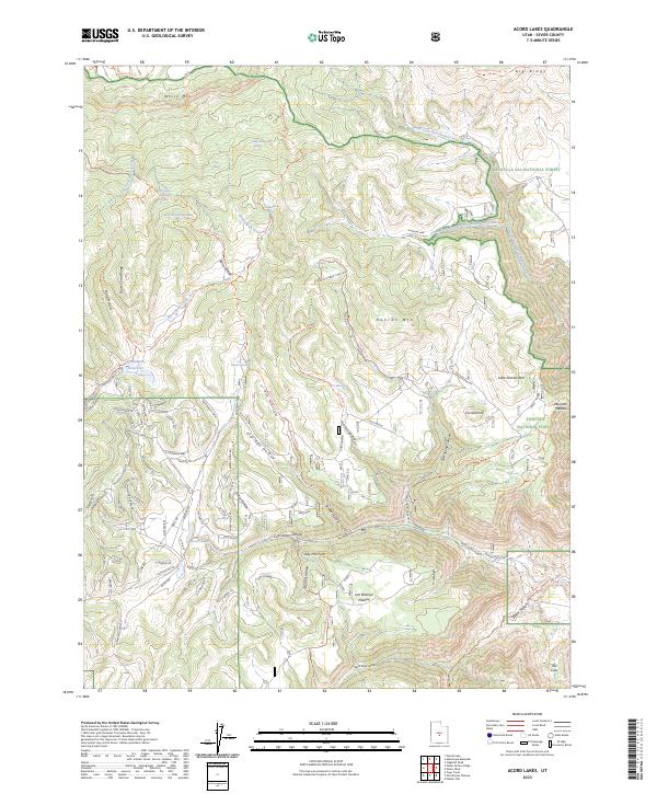 US Topo 7.5-minute map for Acord Lakes UT