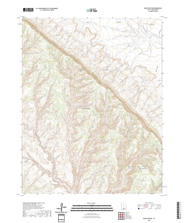 US Topo 7.5-minute map for Basin Canyon UT