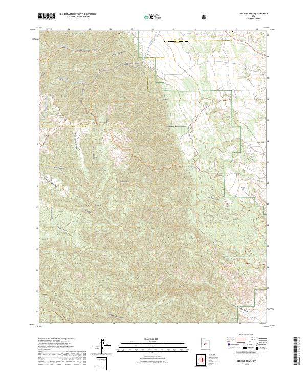 US Topo 7.5-minute map for Beehive Peak UT