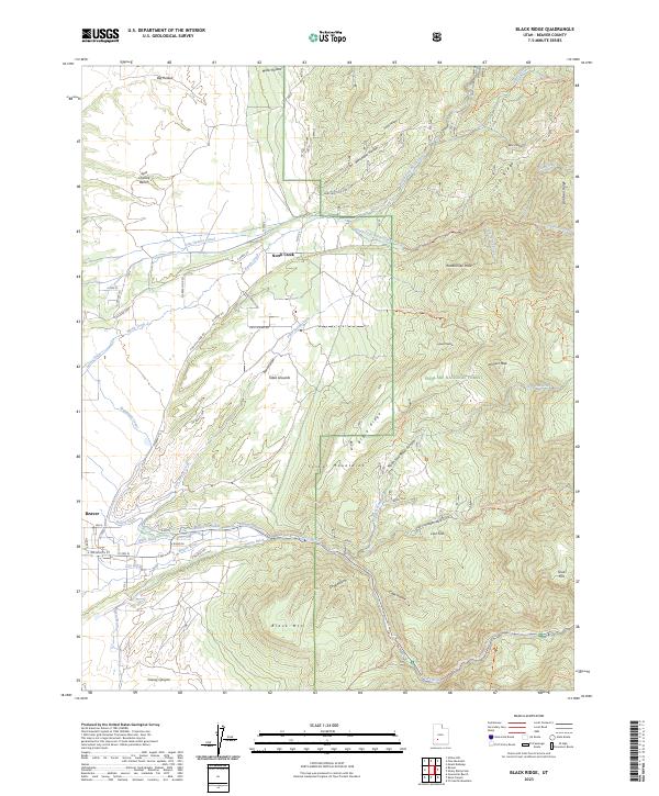 US Topo 7.5-minute map for Black Ridge UT