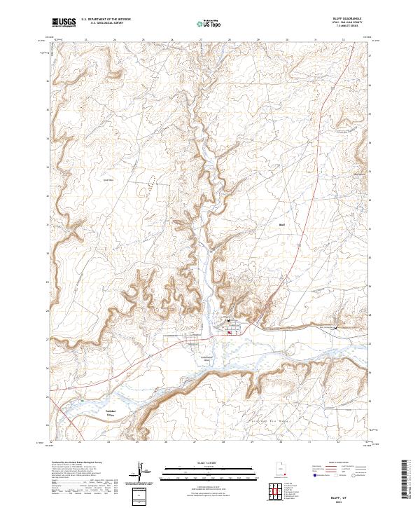 US Topo 7.5-minute map for Bluff UT