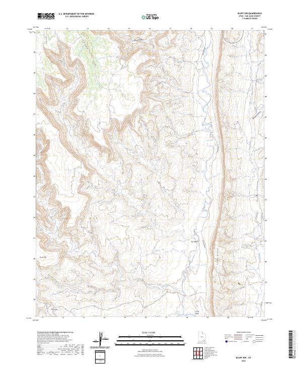 US Topo 7.5-minute map for Bluff NW UT