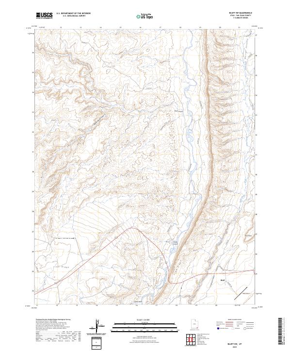 US Topo 7.5-minute map for Bluff SW UT