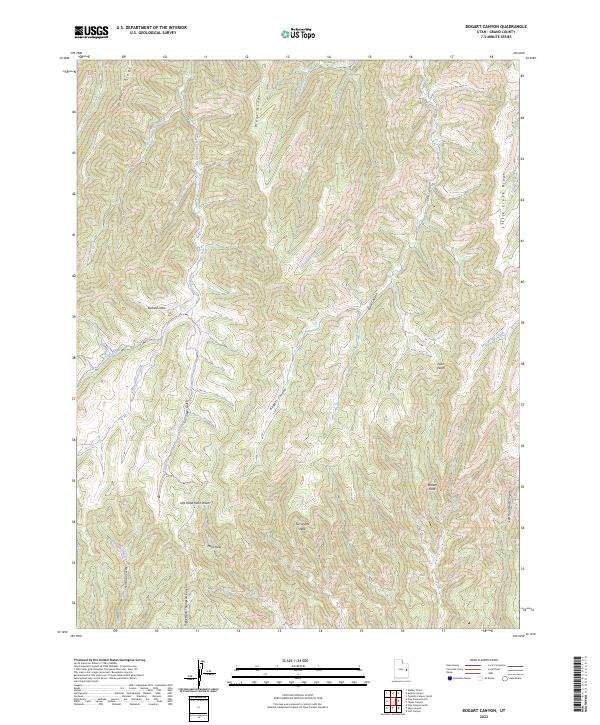 US Topo 7.5-minute map for Bogart Canyon UT