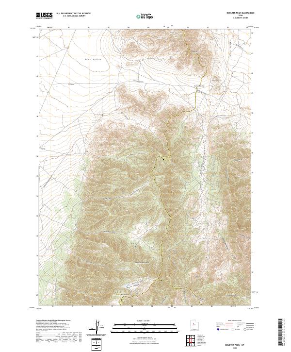 US Topo 7.5-minute map for Boulter Peak UT