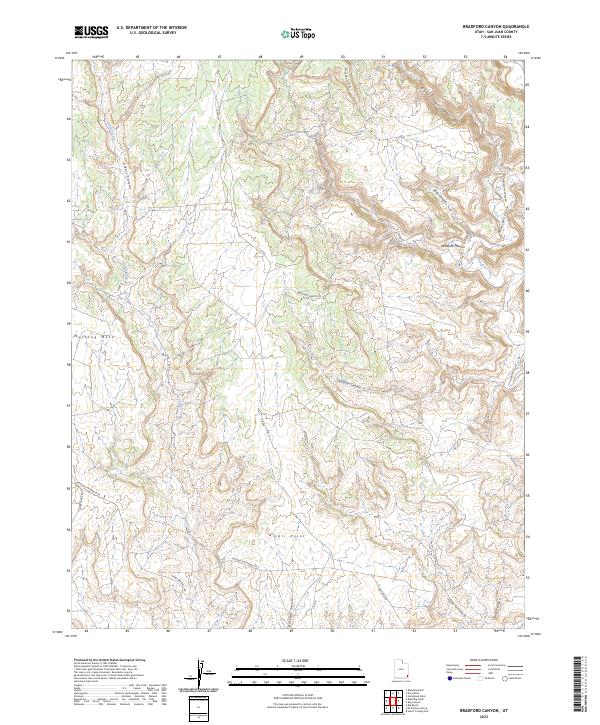 US Topo 7.5-minute map for Bradford Canyon UT