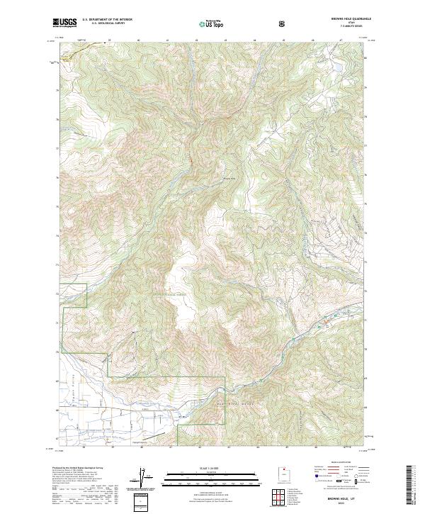 US Topo 7.5-minute map for Browns Hole UT