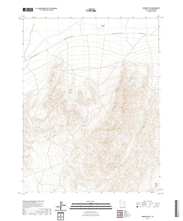 US Topo 7.5-minute map for Burbank Pass UT