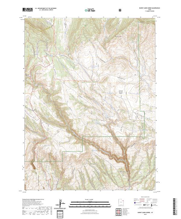 US Topo 7.5-minute map for Burnt Cabin Gorge UT