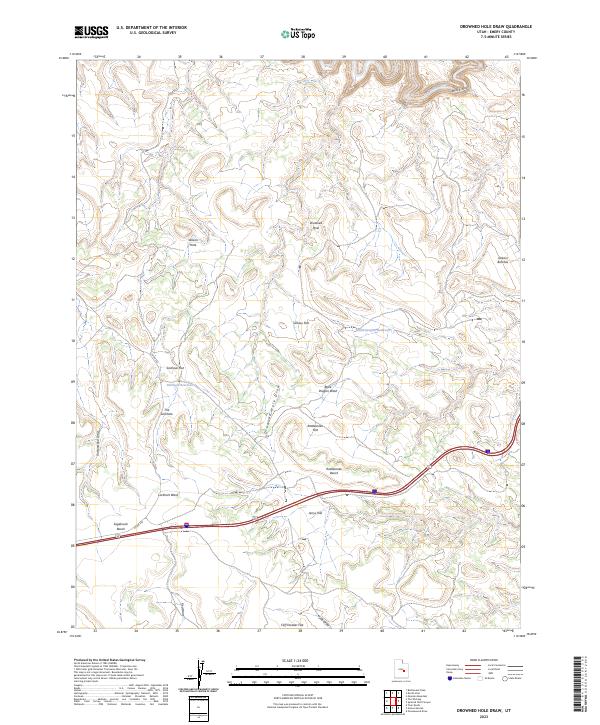 US Topo 7.5-minute map for Drowned Hole Draw UT