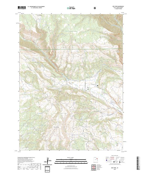 US Topo 7.5-minute map for Dry Fork UT