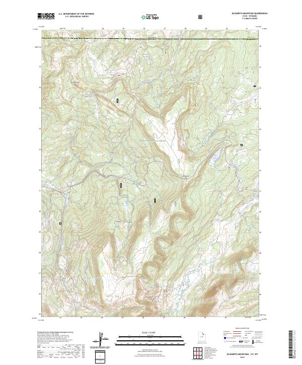 US Topo 7.5-minute map for Elizabeth Mountain UTWY