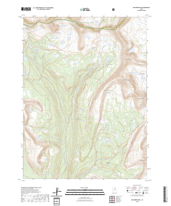 US Topo 7.5-minute map for Explorer Peak UT