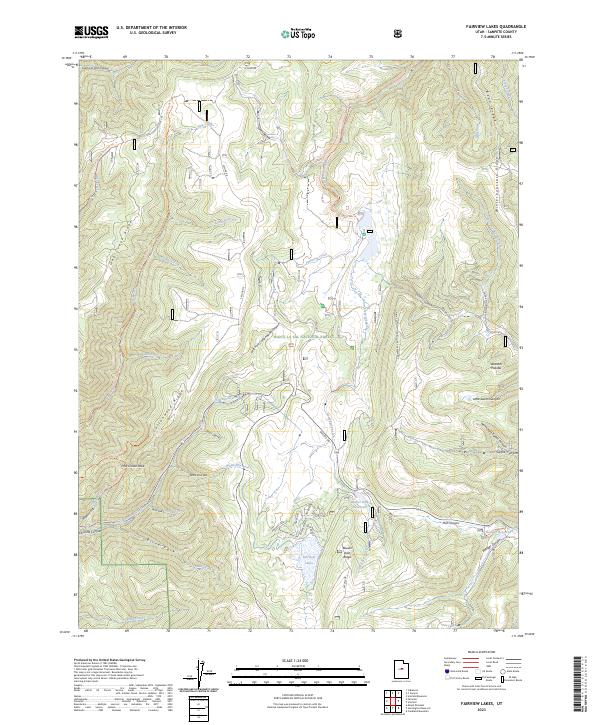 US Topo 7.5-minute map for Fairview Lakes UT – American Map Store