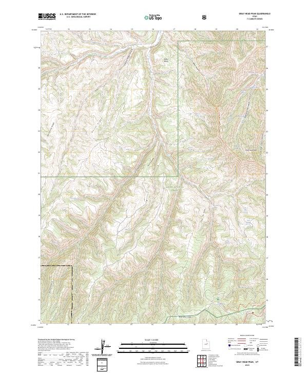 US Topo 7.5-minute map for Gray Head Peak UT