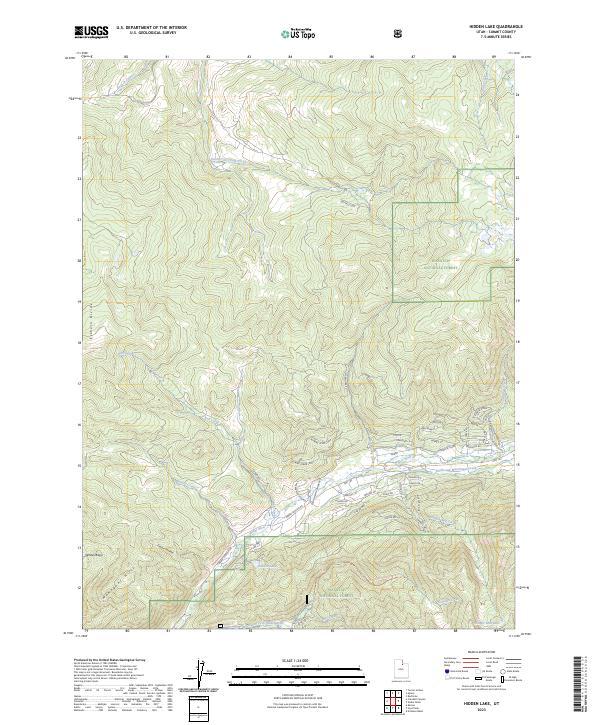 US Topo 7.5-minute map for Hidden Lake UT