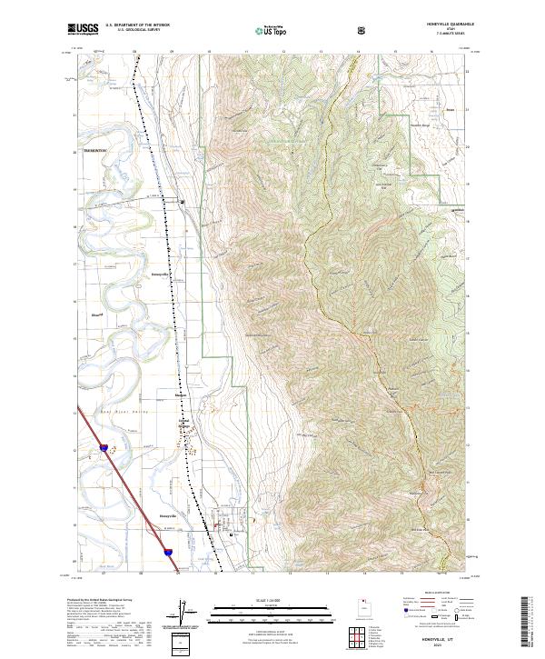 US Topo 7.5-minute map for Honeyville UT