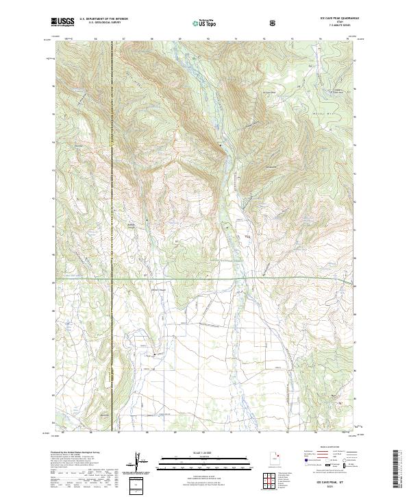 US Topo 7.5-minute map for Ice Cave Peak UT