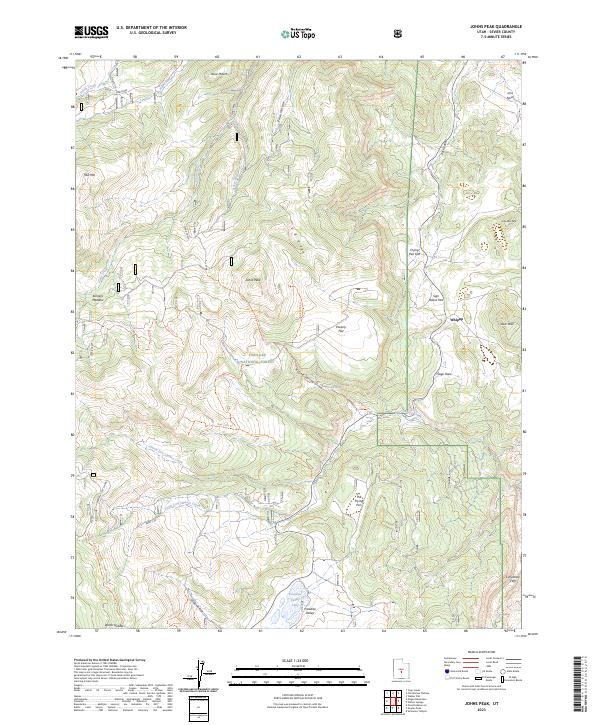 US Topo 7.5-minute map for Johns Peak UT