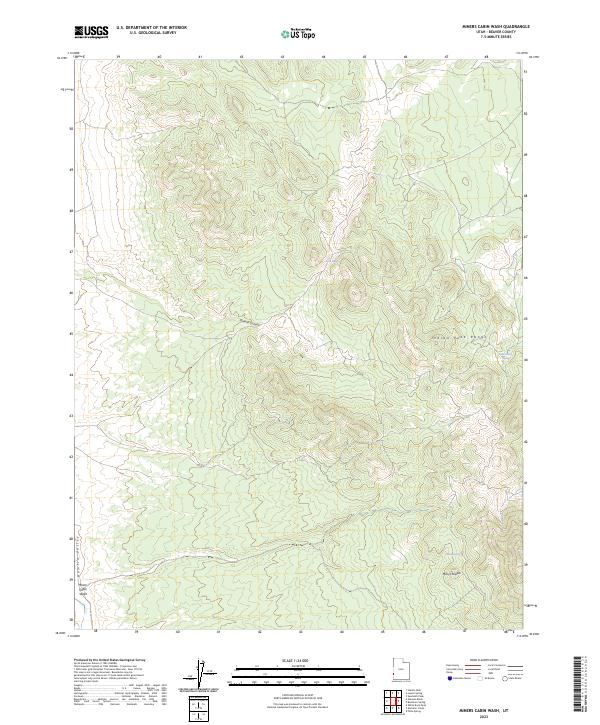 US Topo 7.5-minute map for Miners Cabin Wash UT