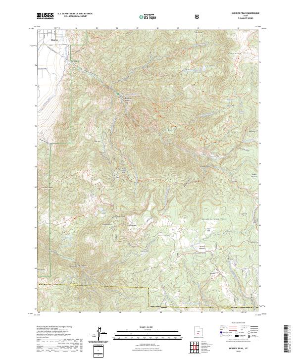 US Topo 7.5-minute map for Monroe Peak UT