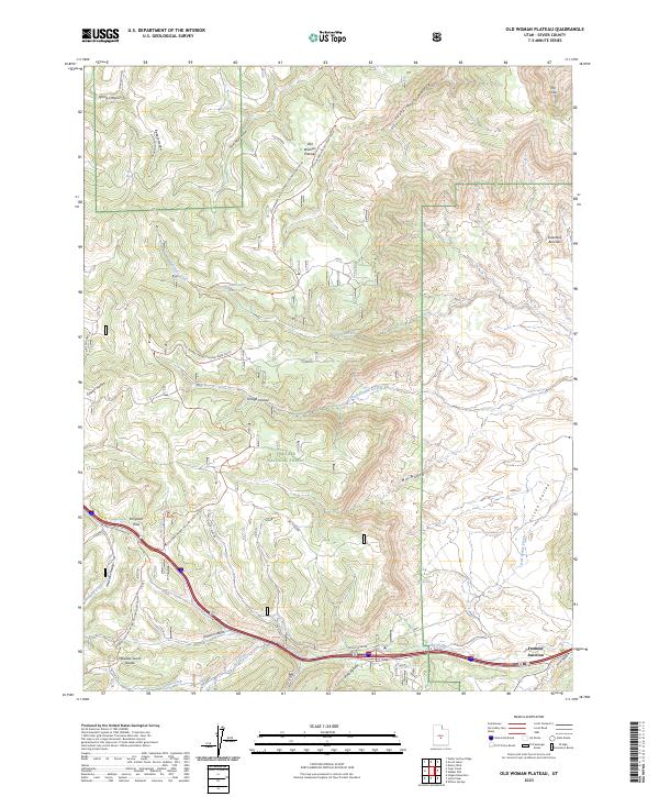 US Topo 7.5-minute map for Old Woman Plateau UT