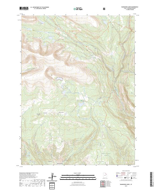 US Topo 7.5-minute map for Rasmussen Lakes UT