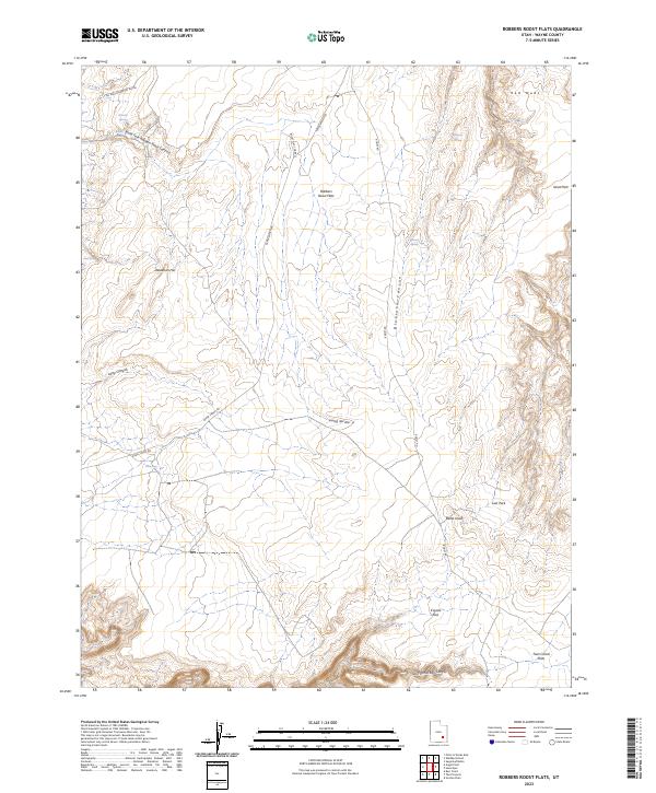 US Topo 7.5-minute map for Robbers Roost Flats UT