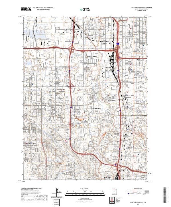 US Topo 7.5-minute map for Salt Lake City South UT