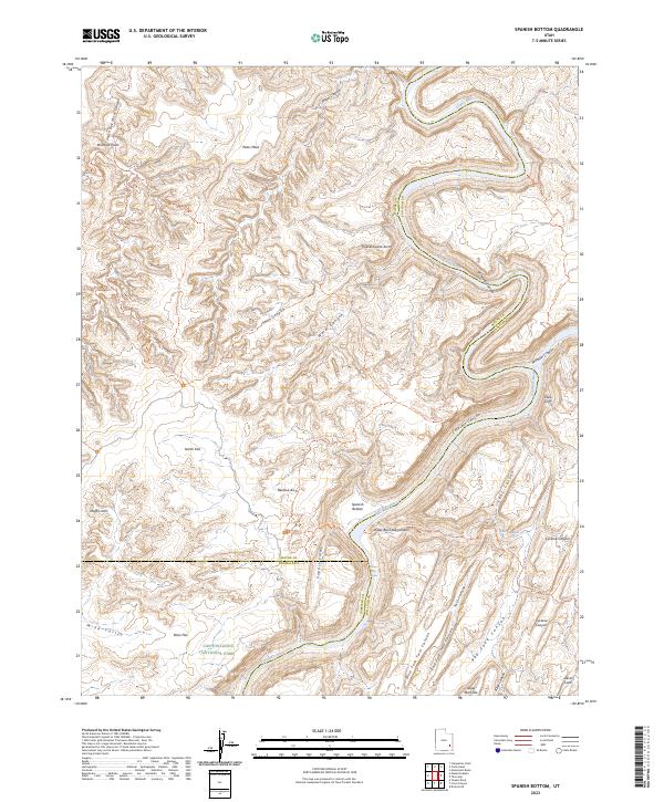 US Topo 7.5-minute map for Spanish Bottom UT